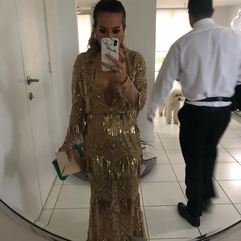 Gold fringe Gown